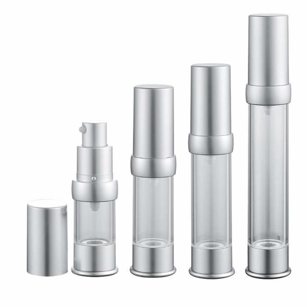 10 / 15 / 20 / 30 ML Airless Cosmetic Bottles , All Silver Aluminum