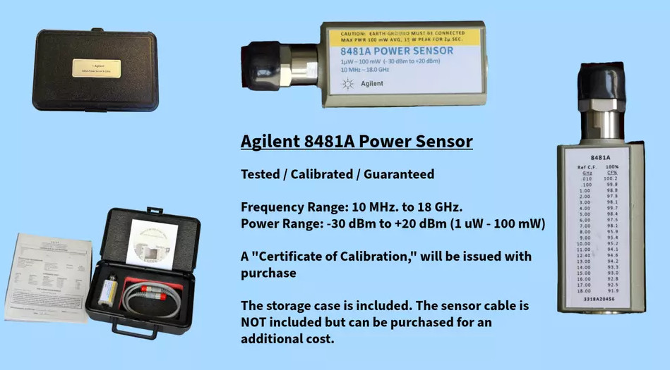 Keysight Agilent 8481A RF Power Sensor -60 to 20 dBm 10 MHz-18 GHz Plug-In Form Factor