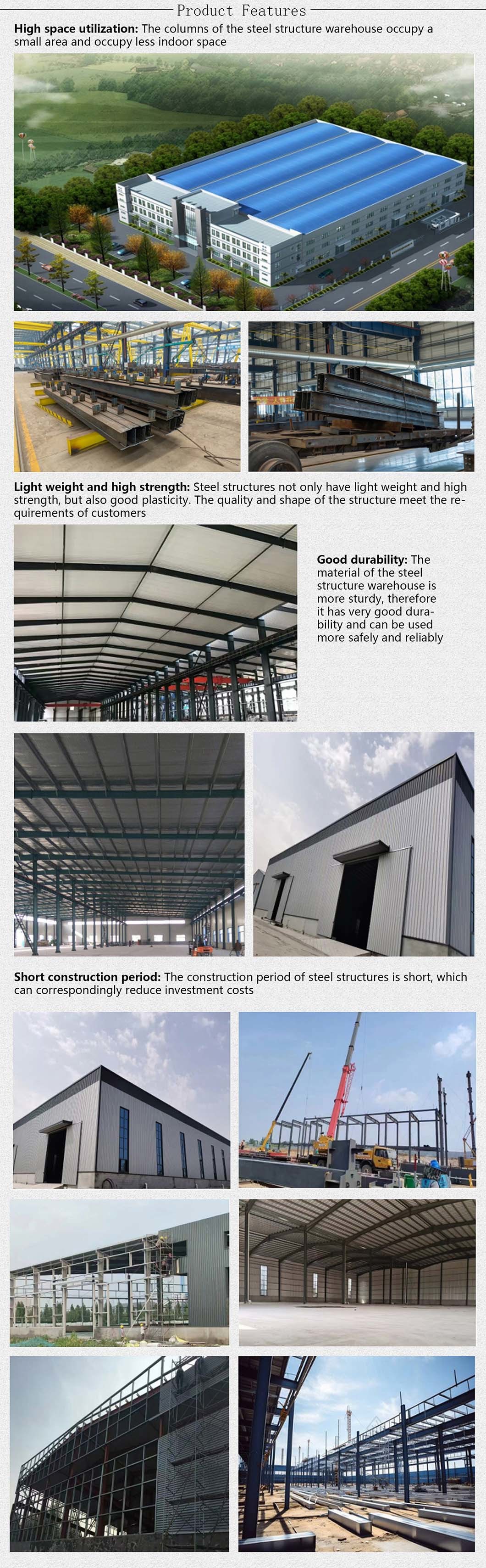 Customized Portal Frame Workshop Steel Structure Building With Crane