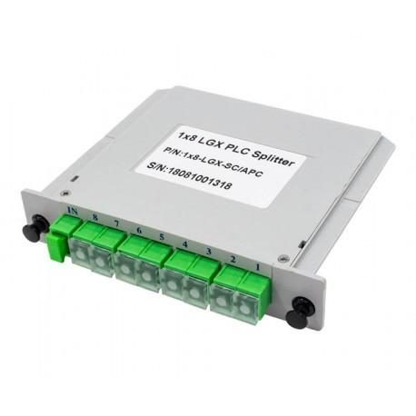Quality SC / APC LGX Box PLC Splitter 1x8 Fiber Optical Splitter Card Divisor PLC 130x100x25mm for sale