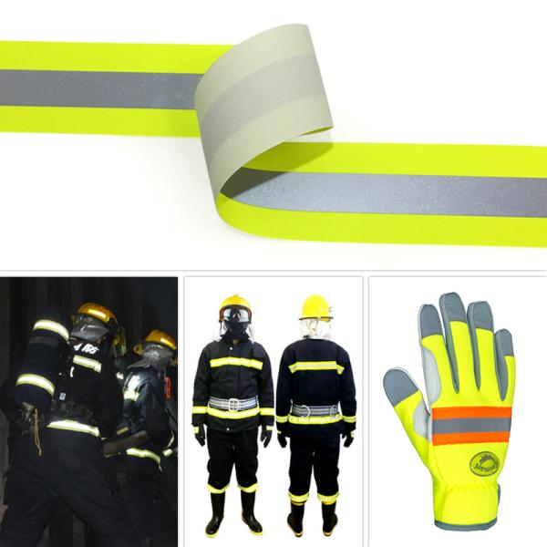 Fluorescent Color Fire Resistant Reflective Fabric Tape Applied To Fire Protection