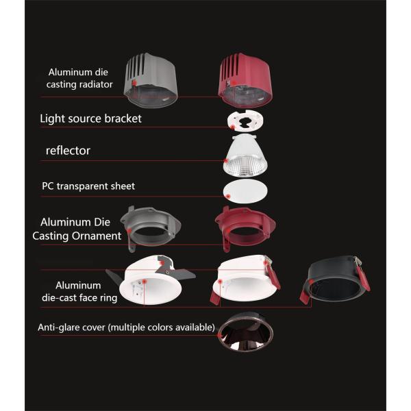 10W LED Grille Interior Spot Lighting Dimming 5000K 6000K Color Temperature