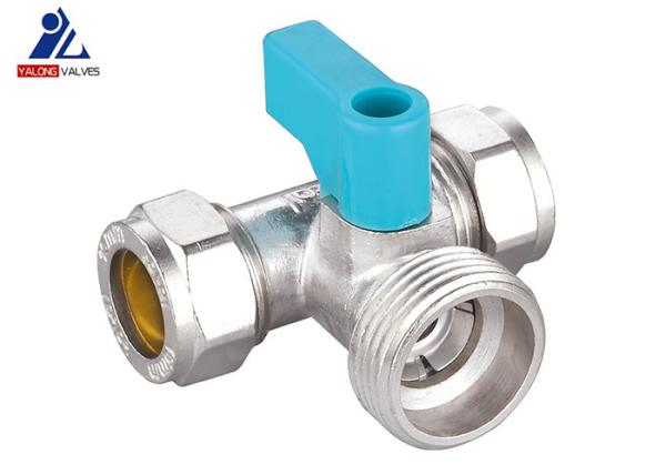 Quality 15mm Nickel Brass Isolation Valve Pex Washing Machine Valve for sale