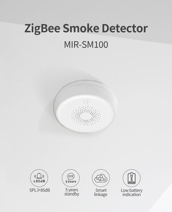 DC 3V Home Assistant Smoke Detector Zigbee Network Alarm High Alarm Sound