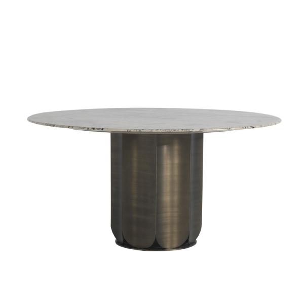 Quality Bronze Marble Top Round Table Matte Marble Top Dining Table Set 6 Seater for sale