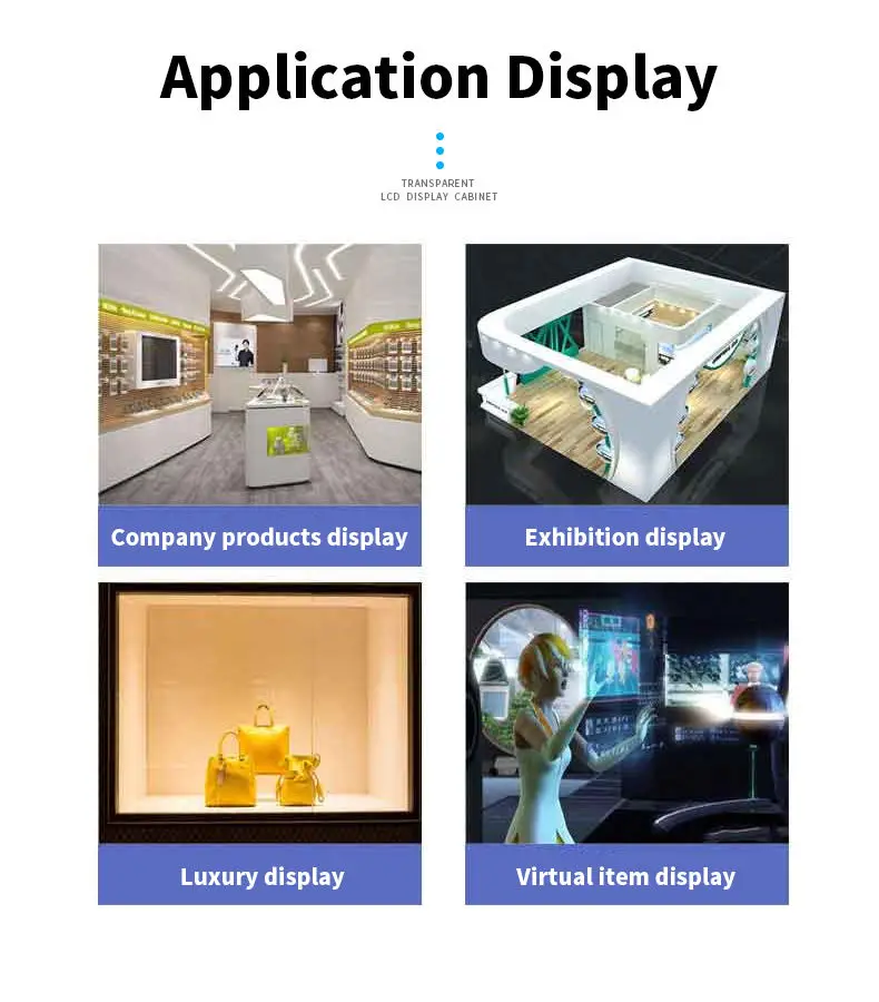 Custom 400cd/M2 Transparent Lcd Screen 55 65" 75" 86 Inch