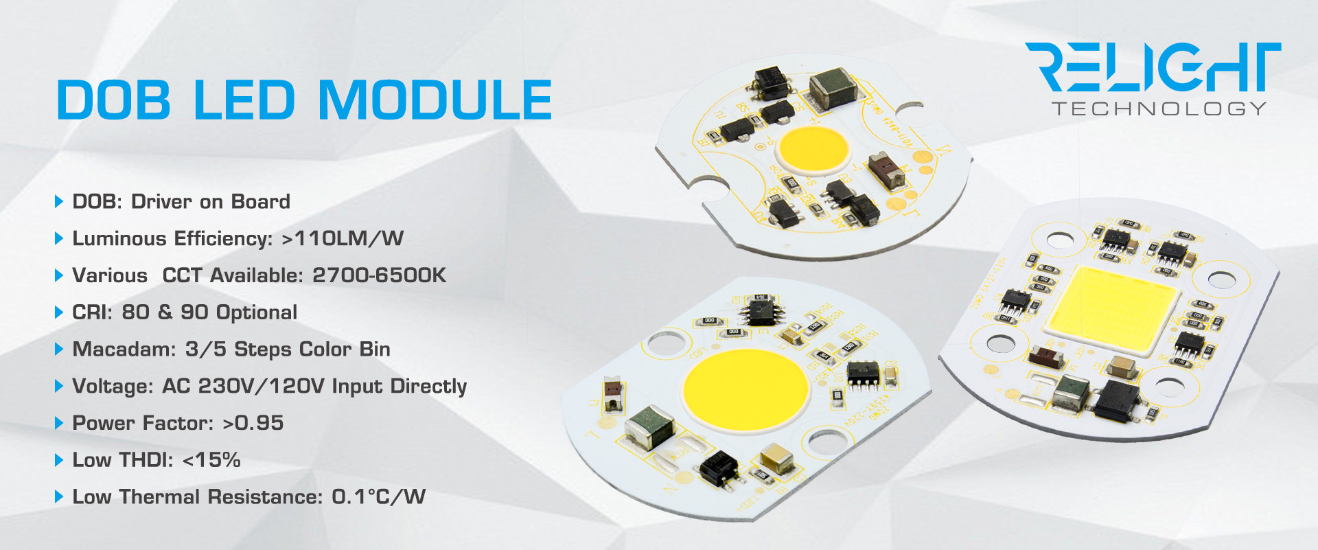Rectangle Bridgelux 120V 20W AC SMD LED Module 1000lm 42*57MM Customized Specialised