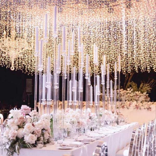 Gorgeous 5 arms gold globe candelabra wedding table center pieces