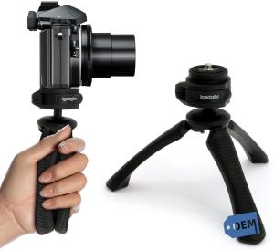 Buy cheap Mini Tripod with Handgrip for Compact System Cameras, DSLR, Mirrorless, Video, Built-in spirit level enables perfect product