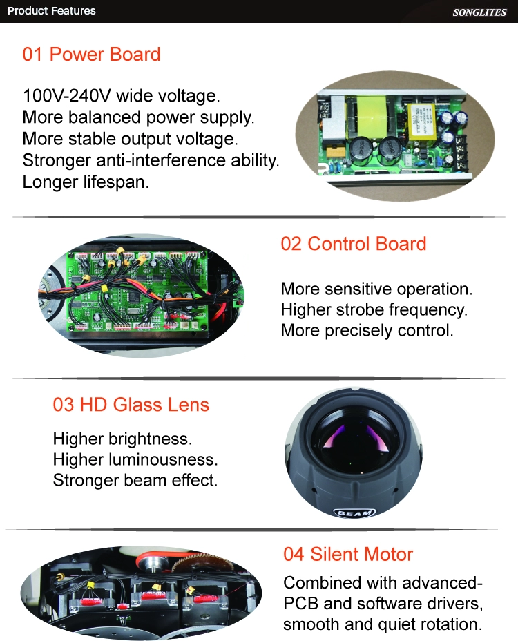 Professional 230W LED Movinghead Stage Light for DJ and Party Decoration