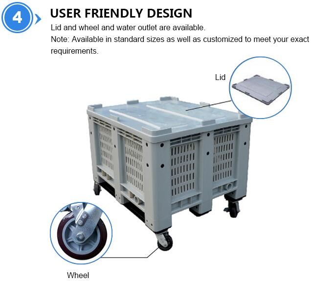 Heavy duty stackable attached lid turnover box, Stackable and nestable plastic shipping tote box for storage or moving