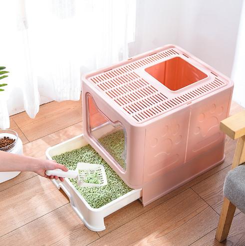 Quality Pet Cleaning Cat Litter Box Automatic  Plastic Large Space Closed  Cat Litter Trays for sale