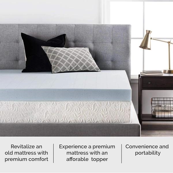 Quality Washable Full Size Memory Foam Topper , Knitted Fabric Cover Padded Mattress Topper for sale