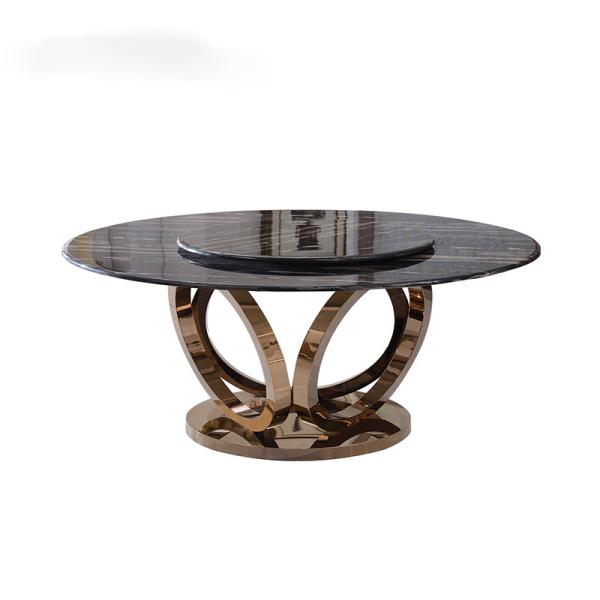 Quality Tempering Contemporary Luxury Dining Table 1350mm , Ebony Lazy Susan Dining Table for sale