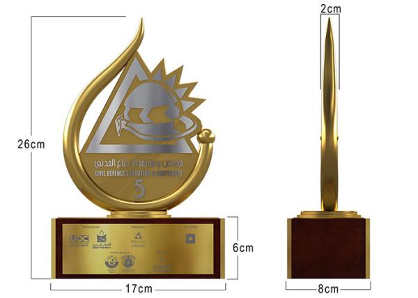 Quality Enterprise Custom Metal Trophies Shiny Gold Plated With Embossed Logo for sale