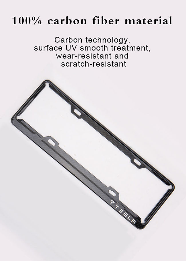Rust Resistant Tesla Carbon Fiber License Plate Frame