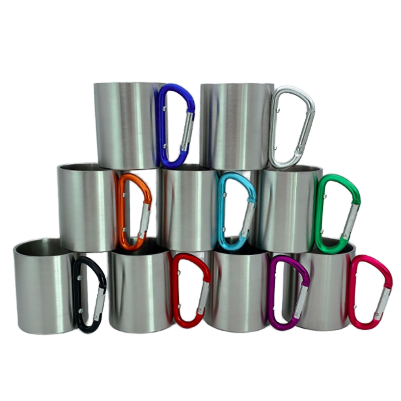 Sublimation Stainless Steel Cup Custom Printing Blank Stainless Steel Mountaineering Buckle Handle Sublimation Cups