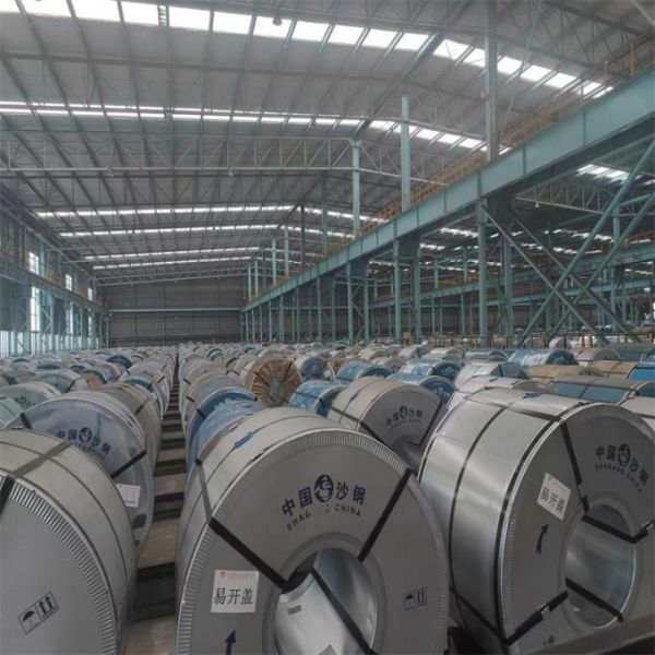 Carbon steel coil in industrial storage and handling environment