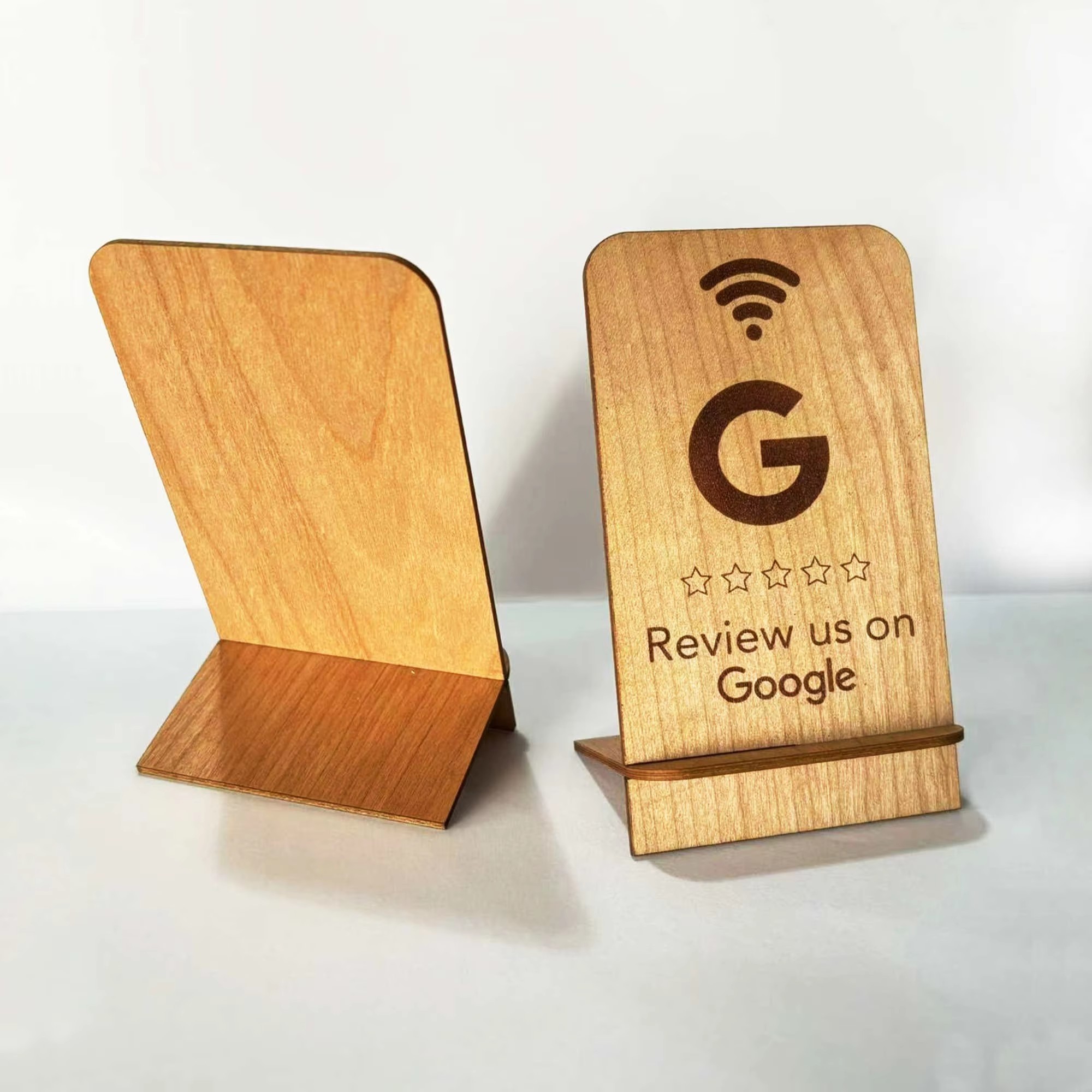 Google Review NFC Wood Stand Display Business Reviews Smart NFC Wooden Stand for Restaurant Wifi connection