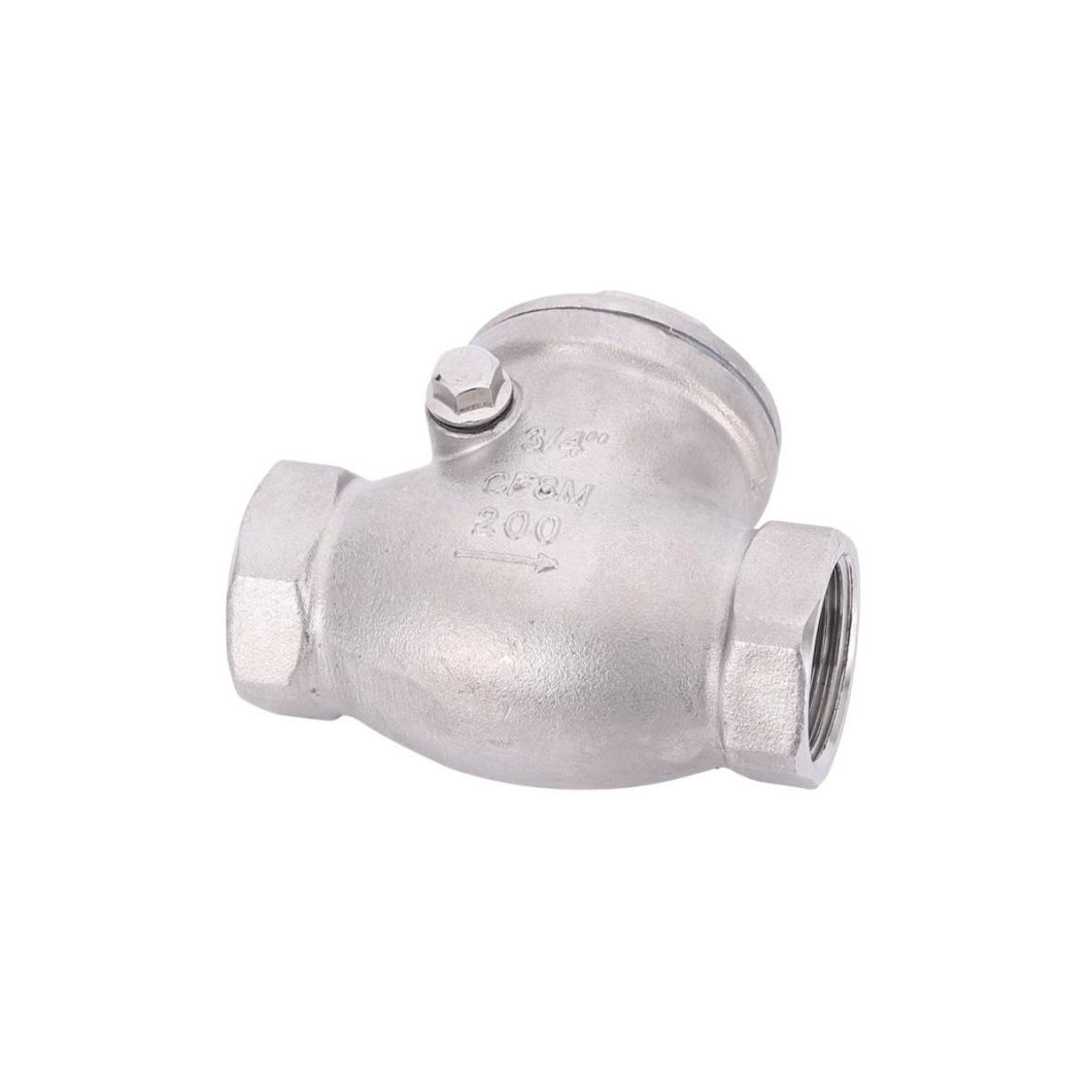 200psi/Pn16 NPT/BSPP/BSPT Screwed Stainless Steel Swing Check Valve