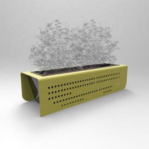 China Factory Customized Modern Design Planter Pot Large Rectangular Perforated Steel Flower Pot Public Street Park Planter Bo on sale