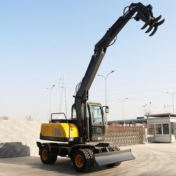 Heavy Duty Construction Equipment Wheeled Excavator Rotary Wheel Wood Grabber Digger