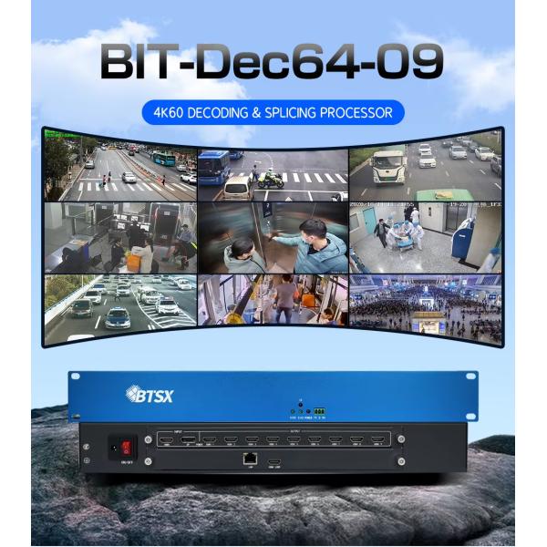 4K60 64 Opening Windows Multi Screen Decoder RTSP Stream HEVC Decoding HDMI Decoder 9 Screen Splitting Video Wall Processor