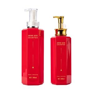 China 500ml/700ml Red rectangle smooth with white/golden pump for shampoo lotion bottle on sale