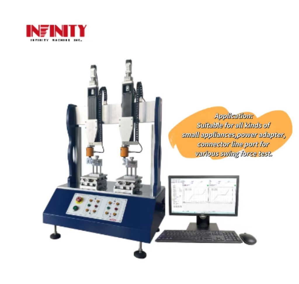Force Accuracy ±0.3% Dual Station Power Adapter Swing Force Testing Machine