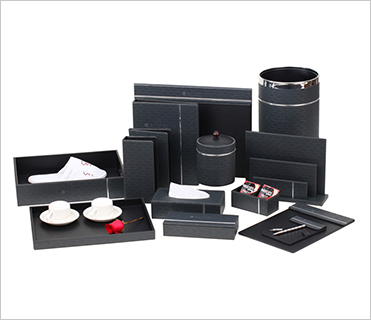 hotel leather sets blue / white pu compedium folder for 5-star hotel guest supply