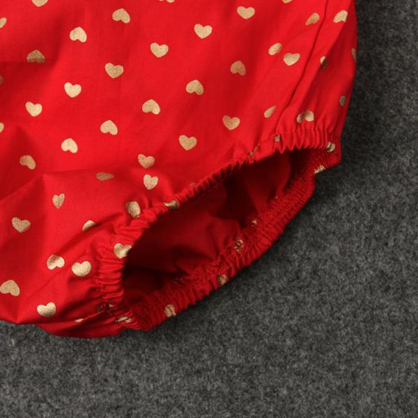 Infant girls flutter sleeveless rompers wholesales Sequins heart Embroidered high quality polka dots jumpsuits