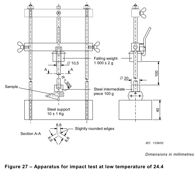 IEC60811-1-4 100mm Height Low Temperature Impact Test Apparatus
