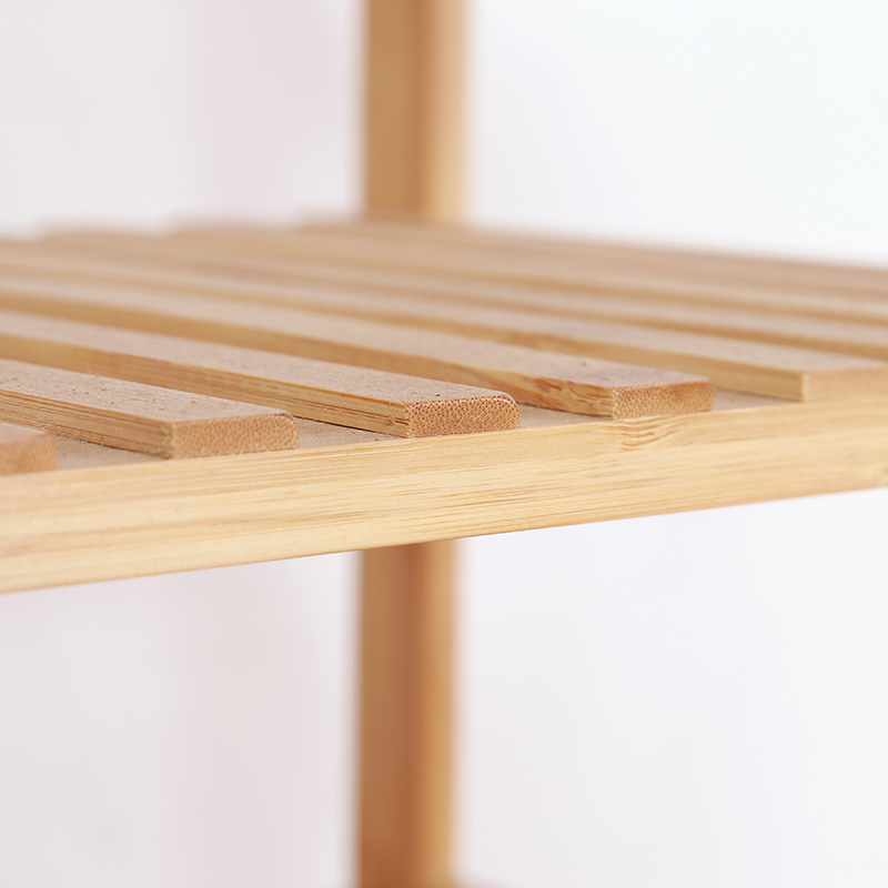 Custom 4 Tier Rectangle Bamboo Shoe Shelf Rack For Warehouse Storage