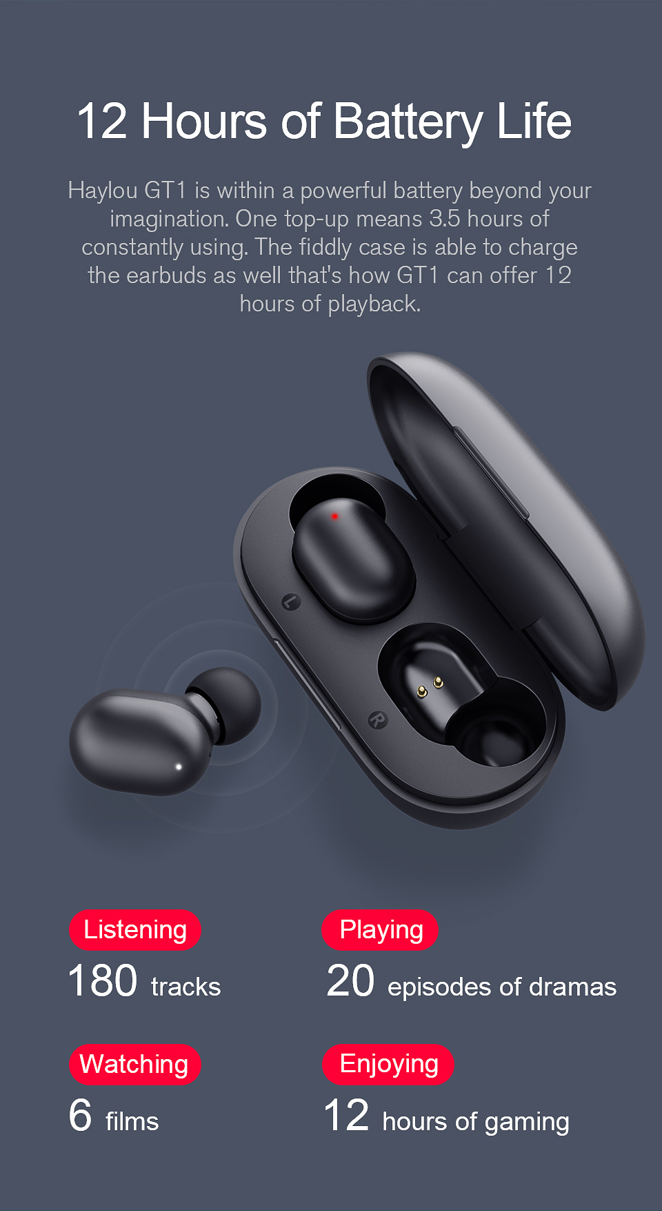 Gt1 Tws Fingerprint Touch Bluetooth Earphones Noise Cancelling HD Stereo Wireless Headphones
