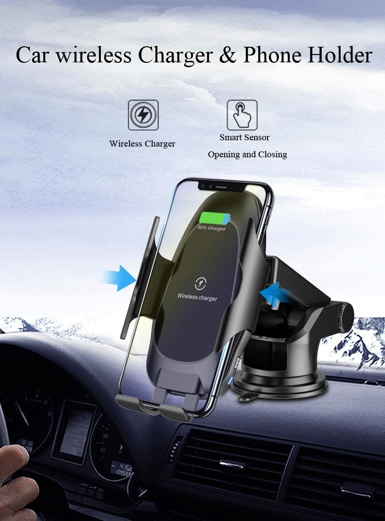 10W Fast Charging Qi Car Wireless Phone Charger Automatic Clamping