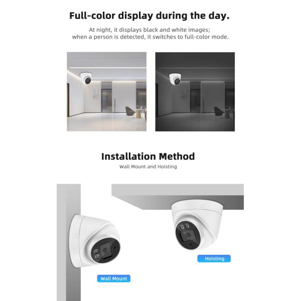 Double Light Camera Night Infrared Full Color CCTV IP Security Smart Camera Compatible Hik 4MP POE IP Camera