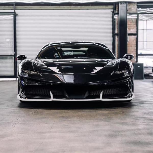 SF90 Ferrari Carbon Fiber Body Kit 1016 Style Front Lip Air Intake Black Spoiler Fender