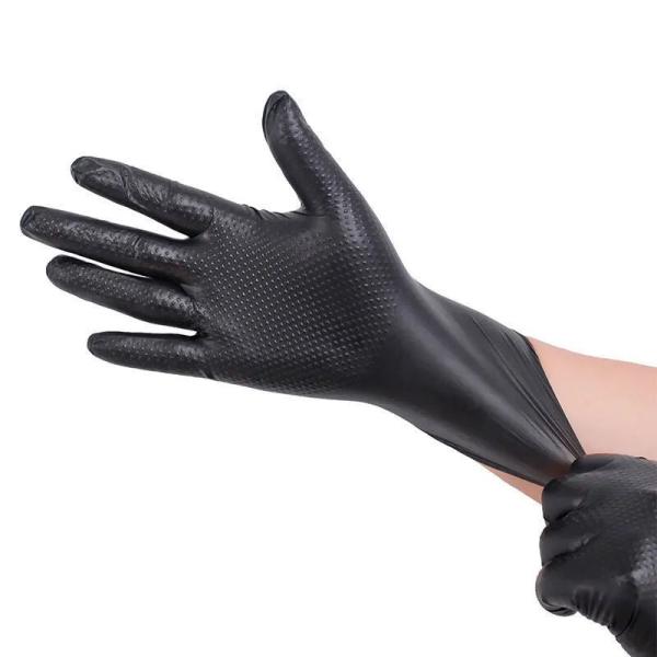 Quality Diamond Dotted Black Nitrile Gloves for sale