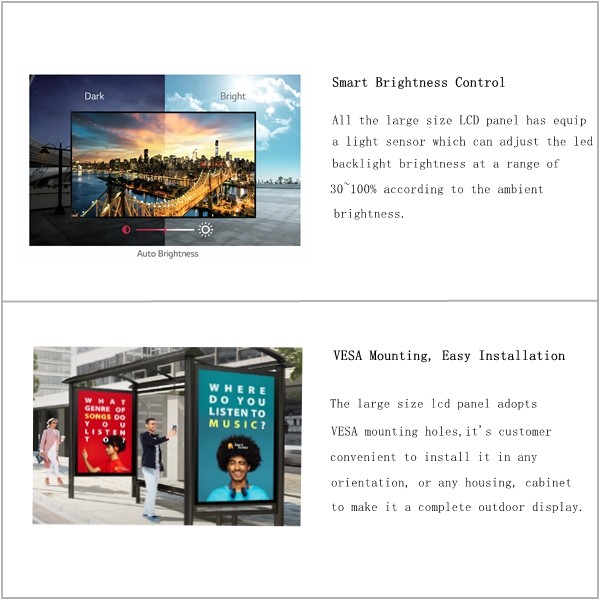 49 Inch Sunlight Readable LCD Panel Repair 2000nits Large Backpack Lcd Advertising Display