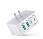 Thin Flat 4 Port Type C PD Fast Charger 40W 20W QC3.0 Wall Plug Power Adapter