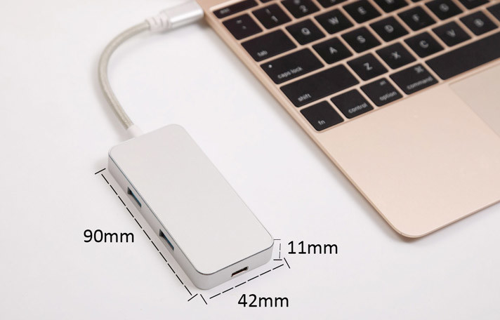 Type-C Hub USB C Adapter 50Gbps for MacBook Pro 13" 15" 2016/2017, USB-C 40Mbps 100W Power delivery