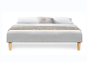 Light Gray Linen Soft Upholstered Bed Frame Without Headboard