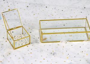 Buy cheap Custom Vintage glass artifact cosmetics Ring pearl beads jewelry Box gift gold color display storage box wholesale logo product