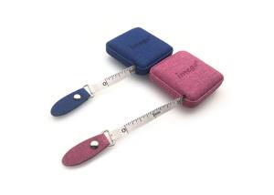 PU ABS Retractable Tape Measure Fabric Texture Debossing Souvenir Gift