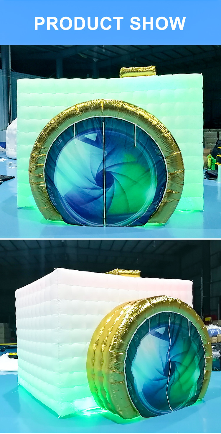 White Inflatable Photo Booth With Camera Customized Internal RGB Light