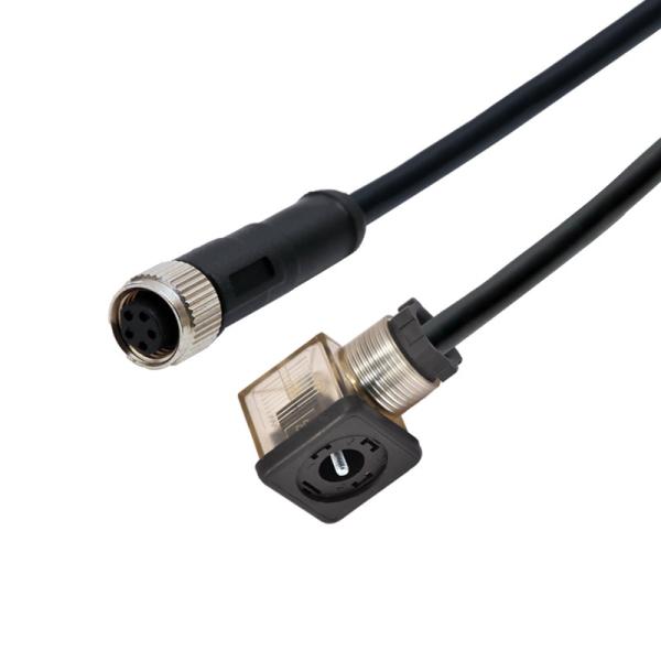 Quality Rigoal Solenoid Valve Connector A Type 3+PE Plug M12 5 Pin Female Connector With LED for sale