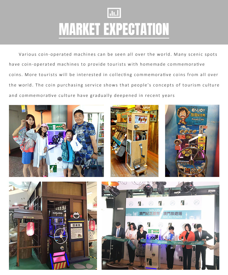 Coin Operated Arcade Game Machine Tourist DIY Souvenir Coin Press Game Machine Museum Penny Video Redemption Machine For