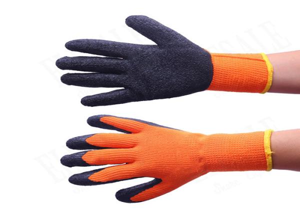 Quality 10 Gauge Warm Winter Work Gloves Orange Color Brushed Terry Loops Acrylic Lined for sale