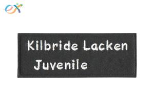 Black Bottom White Words Embroidered Fabric Patches Polyester Material