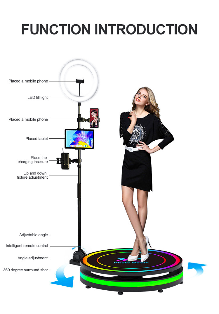 Ins 360 Camera Booth Intelligent Remote Control 360 Selfie Platform Colorful Lights